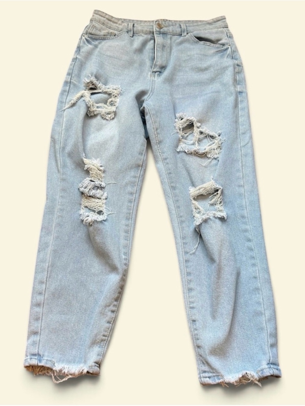 Distressed Light Blue Boyfriend Jeans -Elite Jeans